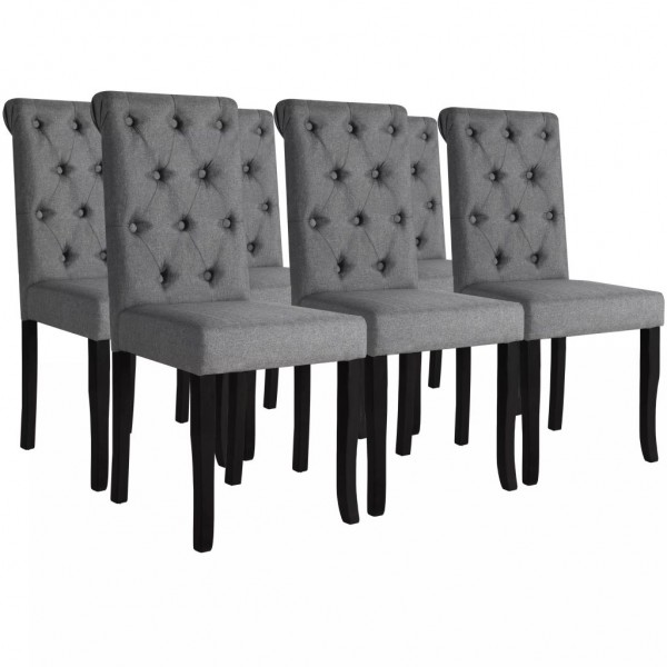 Cadeiras de jantar 6 unidades tecido cinza escuro D