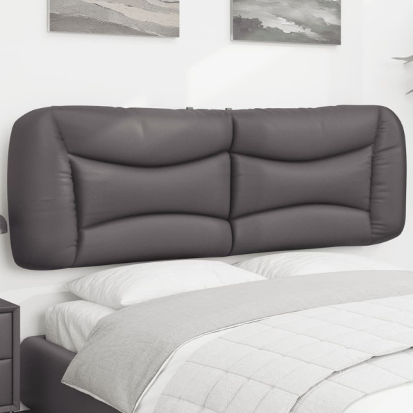 Cabeça de cama acolchada de couro sintético cinza 160 cm D