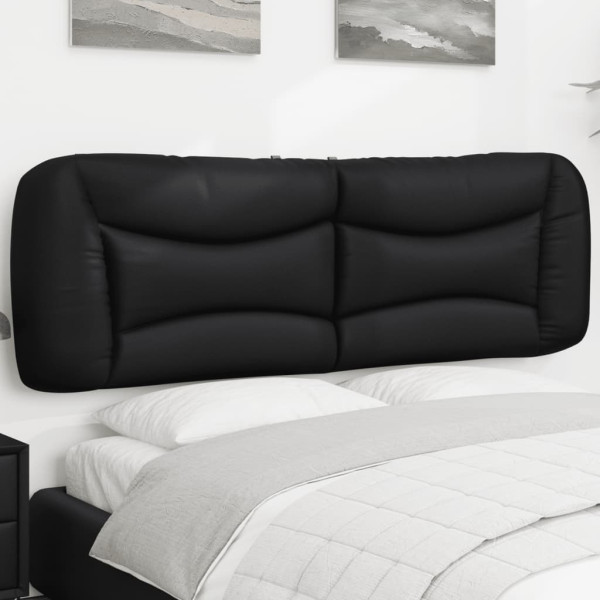 Cabeça de cama acolchada de couro sintético preto 160 cm D