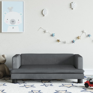 Sofá para niños de terciopelo gris oscuro 80x45x30 cm D