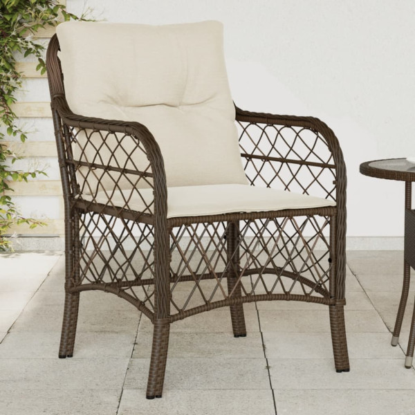 Cadeiras de jardim com almofadas 2 unidades marrom sintético D