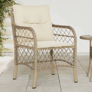 Sillones de jardín con cojines 2 uds ratán sintético beige D