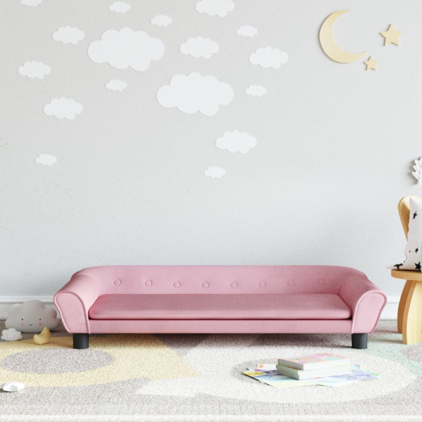Sofá para niños de terciopelo rosa 100x50x26 cm D
