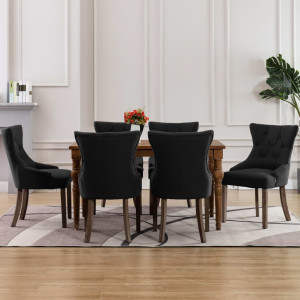 Cadeiras de jantar 6 unidades de tecido preto D