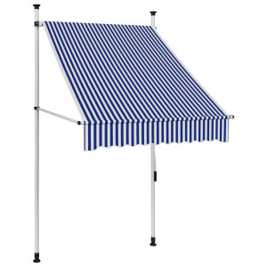 Toldo manual retráctil 100 cm azul y blanco a rayas D