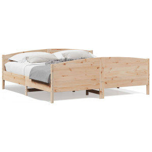 Estructura de cama con cabecero madera maciza pino 180x200 cm D