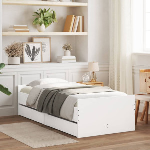 Estructura de cama con cajones blanco 75x190 cm D