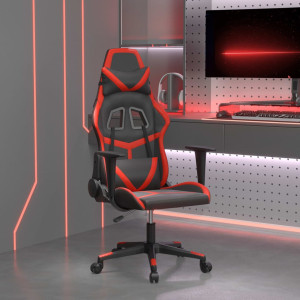 Cadeira de jogos de couro sintético preto e vermelho D