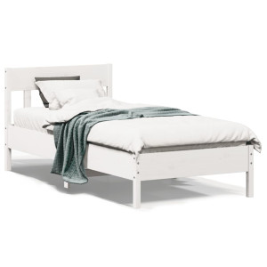Estructura de cama con cabecero madera de pino blanco 100x200cm D
