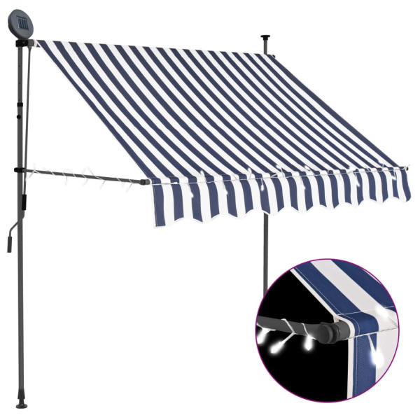 Toldo manual retrátil com LED azul e branco 100 cm D