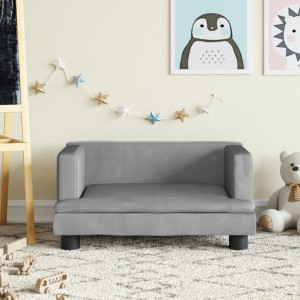Sofá para niños de terciopelo gris claro 60x40x30 cm D