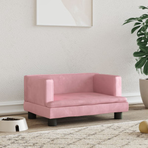 Cama para perros de terciopelo rosa 60x40x30 cm D
