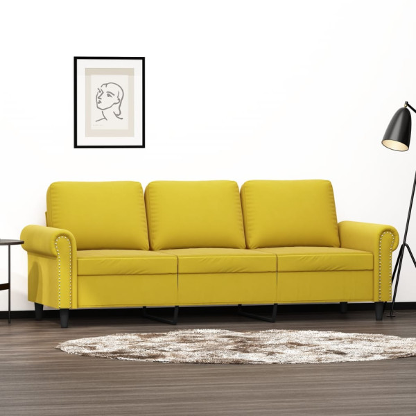 Sofá de 3 lugares veludo amarelo de 180 cm D