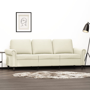 Sofá de 3 plazas terciopelo color crema 180 cm D