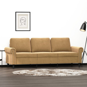 Sofá de 3 plazas terciopelo marrón 180 cm D
