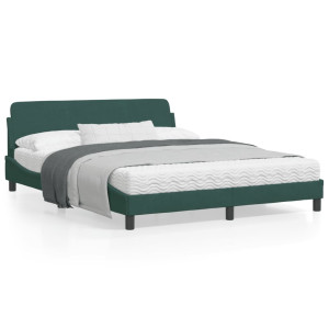 Estructura cama con cabecero terciopelo verde oscuro 160x200 cm D