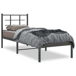 Estructura de cama con cabecero metal negro 80x200 cm D