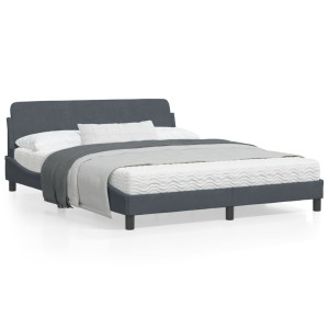 Estructura cama con cabecero terciopelo gris oscuro 160x200 cm D