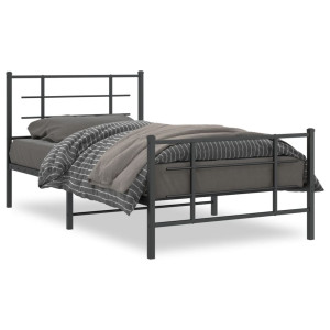Estructura de cama con cabecero y estribo metal negro 100x200cm D