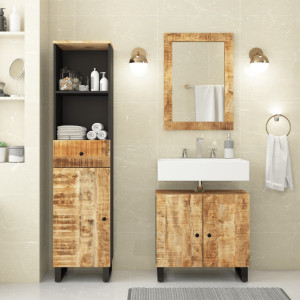 Conjunto de muebles de baño 3 piezas madera maciza de mango D