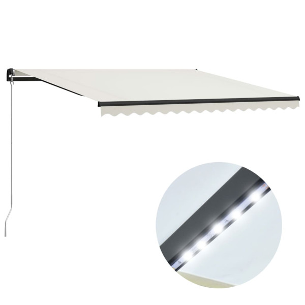 Toldo retrátil manual com LED creme 400x300 cm D