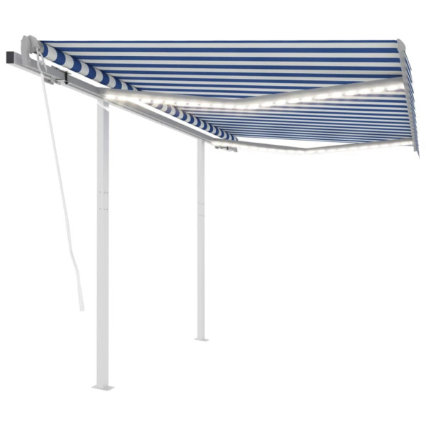 Toldo automático LED y sensor de viento azul y blanco 3x2.5 m D