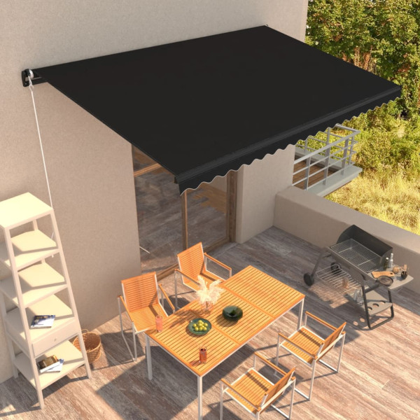 Toldo retráctil manual gris antracita 500x300 cm D