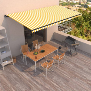 Toldo retráctil manual amarillo y blanco 600x350 cm D