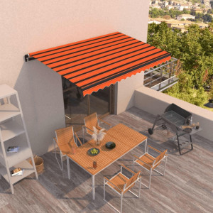 Toldo retráctil manual naranja y marrón 450x350 cm D