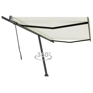 Toldo de pie retráctil manual crema 500x350 cm D