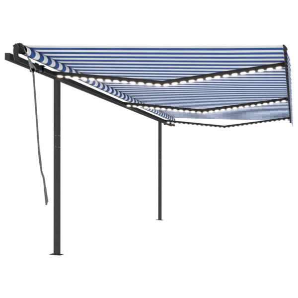 Toldo retrátil manual com luz LED azul e branco 6x3,5 m D