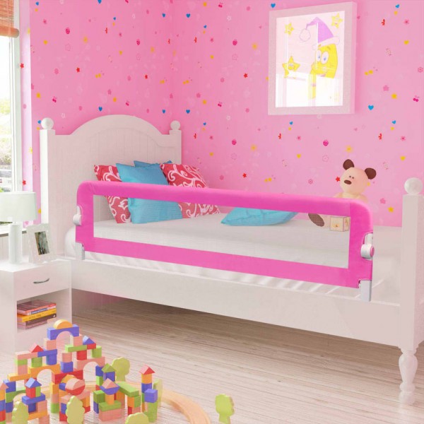 Barandilla de seguridad cama de niño 2 uds rosa 150x42 cm D