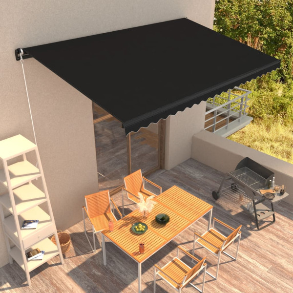 Toldo retrátil manual cinza-antracita 450x300 cm D