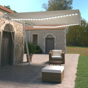 Toldo automático con LED y sensor de viento crema 400x350 cm D