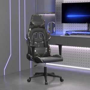 Silla gaming de masaje cuero sintético negro y camuflaje D