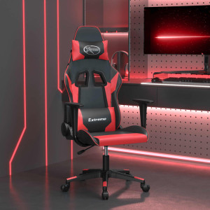 Silla gaming de masaje cuero sintético negro y rojo D