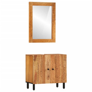 Conjunto de armarios de baño 2 piezas madera maciza de acacia D