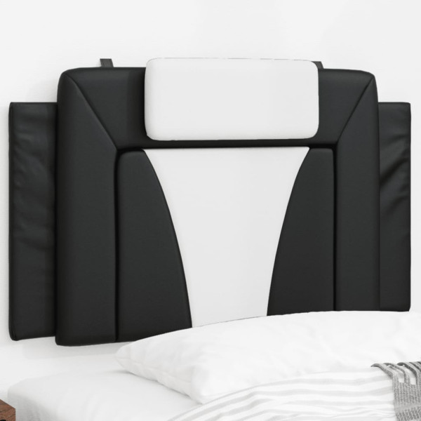 Cabecero de cama acolchado cuero sintético negro y blanco 80 cm D