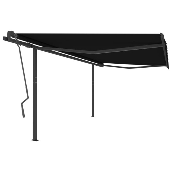 Toldo retrátil manual com postes cinza-antracita 4x3,5 m D