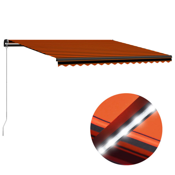 Toldo manual retrátil com LED laranja e marrom 400x300 cm D