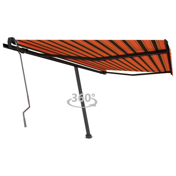 Toldo de pé manual retrátil laranja e marrom 450x350 cm D