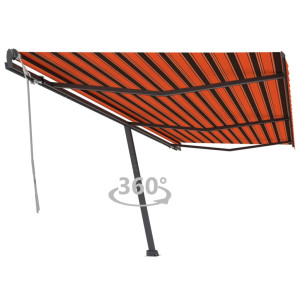 Toldo de pie retráctil manual naranja y marrón 600x300 cm D