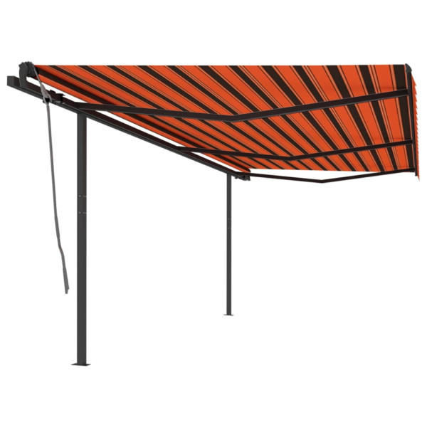 Toldo manual retráctil con postes naranja y marrón 6x3 m D