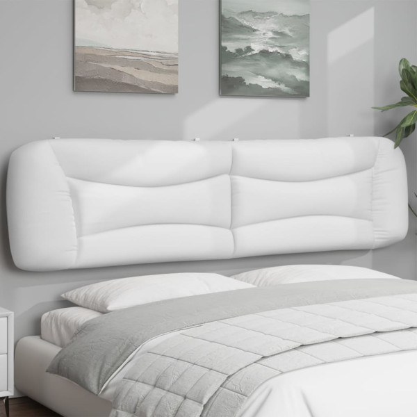 Cabecero de cama acolchado cuero sintético blanco 200 cm D