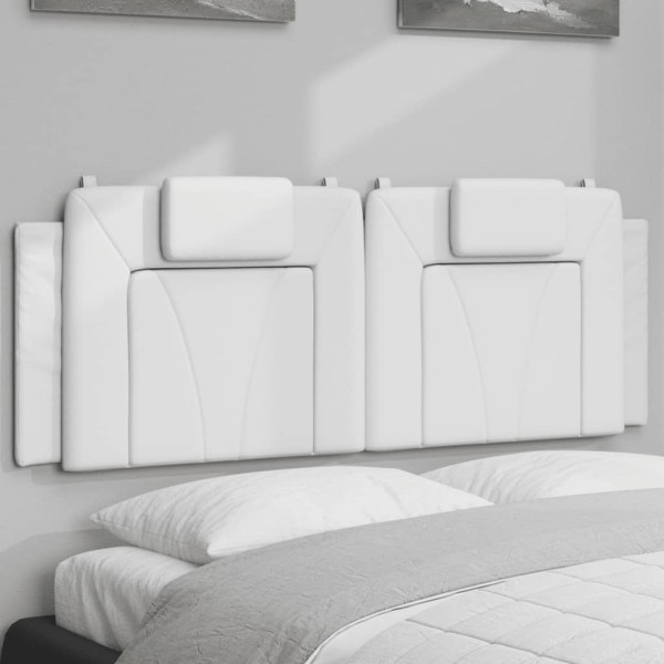 Cabecero de cama acolchado cuero sintético blanco 120 cm D