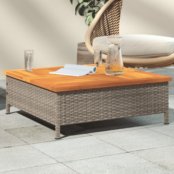 Mesa de jardim de ratan e madeira de acacia cinza 70x70x25 cm D