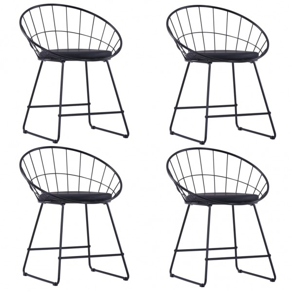 Sillas de comedor asientos de cuero sintético 4 uds acero negro D