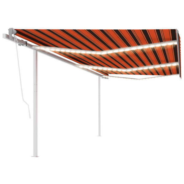 Toldo automático LED sensor de viento naranja y marrón 6x3 m D