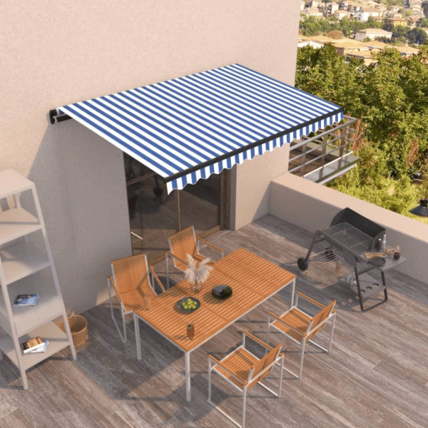 Toldo automático retrátil azul e branco 450x350 cm D