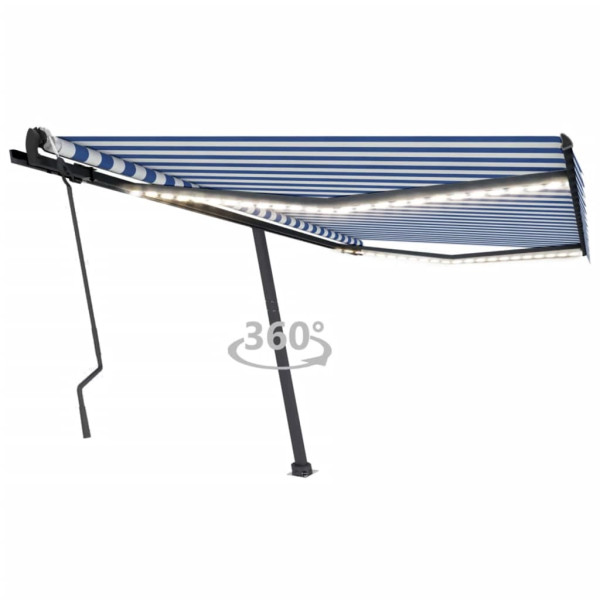 Toldo manual retrátil com LED azul e branco 400x300 cm D